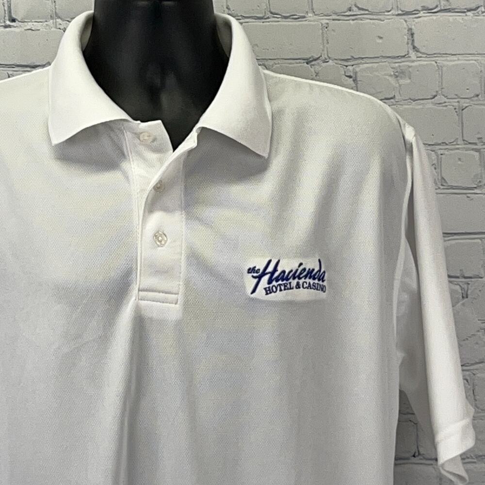 Vintage 90s Hacienda Hotel Casino Las Vegas Polo Shirt Gambling White XL X-Large